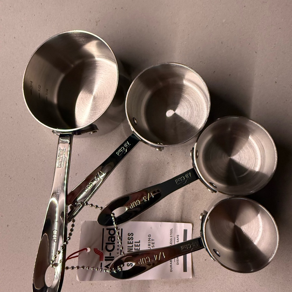 All Clad 4pc stainless steel measuring cup set - NWT